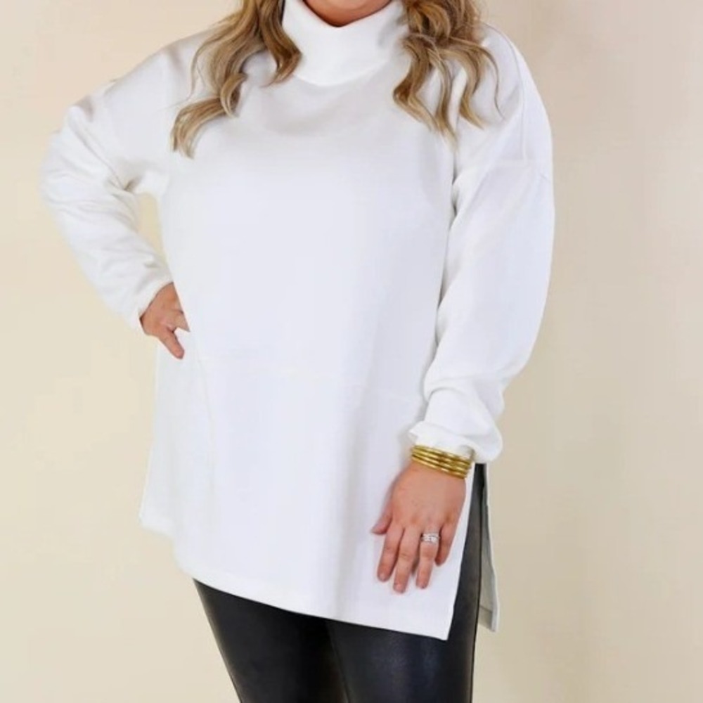 Spanx AirEssentials Turtleneck Tunic White Plus Size 1X Cowl Neck 50501R